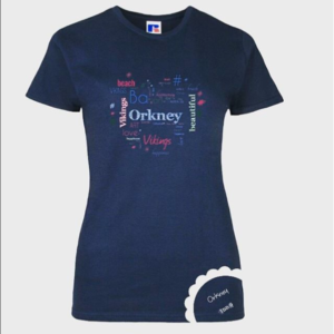 A t-shirt with Orkney islands print